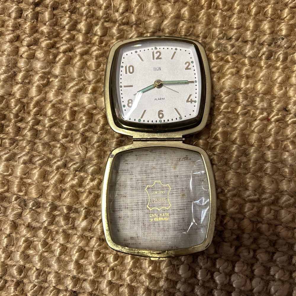 Vintage Heco Travel Alarm Clock West Germany Folding Case